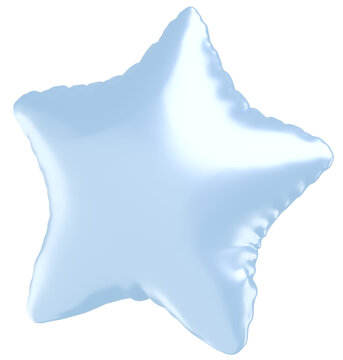 3D画像_星型の風船_水色
