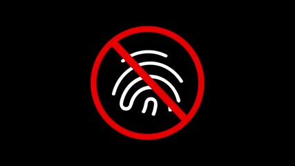 Poster - No access allowed hand finger print crossed sign of red color security restriction sign dark background animated symbol