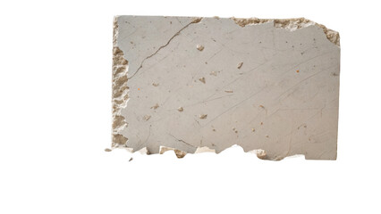 Poster - Close up of a broken concrete slab featuring jagged edges, cracks, and a rough texture, isolated on a transparent background for seamless compositing
