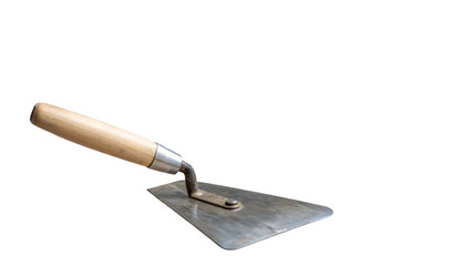 Aufkleber - old trowel featuring a wooden handle and a metal blade, isolated against a transparent background, i