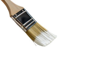 Aufkleber - New paintbrush featuring bristles dripping with fresh white paint, isolated against a transparent background, perfect for various painting and creative projects