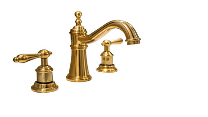 Poster - Gold faucet and handles isolated on transparent background, creating a luxurious and elegant design element for bathroom or kitchen renovations