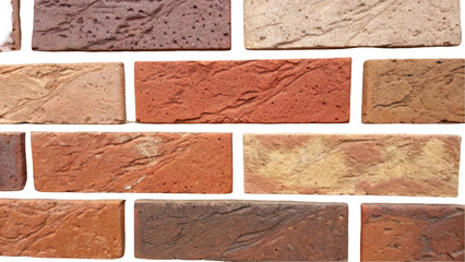 Aufkleber - Colorful bricks in various shades create a vibrant wall, serving as a versatile transparent background. Ideal for showcasing textures and patterns in architectural designs