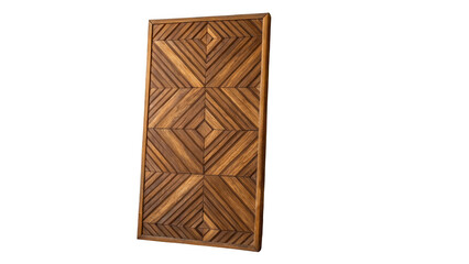 Poster - Wooden panel showcasing a captivating geometric pattern, meticulously crafted with precision and artistry, isolated on a transparent background, perfect for design projects