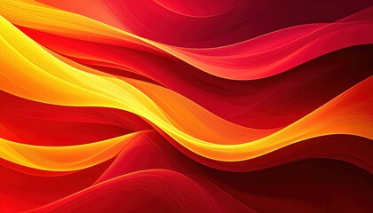 Poster - Abstract Vibrant Red And Yellow Gradient Waves Background