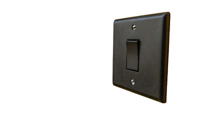 Poster - Black light switch on a transparent background, representing power control, electrical circuits, and onoff states in home or office settings