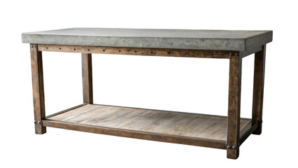 Aufkleber - Sleek concrete top paired with a sturdy wooden base enhances modern industrial design in any kitchen, providing ample workspace and a transparent background for versatile use