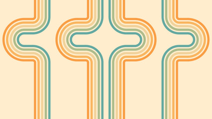 Wall Mural - abstract background of rainbow groovy wavy line design in 1970s hippie retro style. vector pattern r