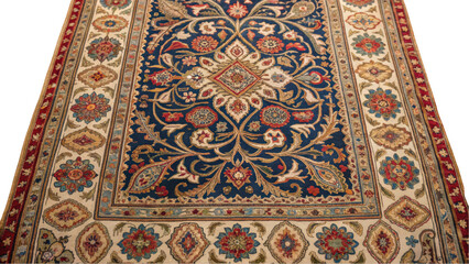 Poster - Classic oriental rug showcasing a detailed floral pattern with a transparent background, ideal for interior design visualizations or textile projects