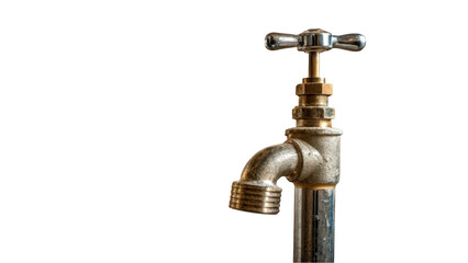 Aufkleber - Close up of an old, tarnished brass tap with a chrome handle, isolated on a transparent background, ready for compositing into various design projects