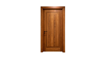 Aufkleber - Classic wooden door with a metal handle is closing, isolated on a transparent background, perfect for architectural visualization or interior design projects