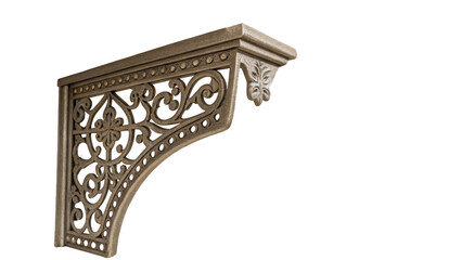 Fototapete - Metal bracket with ornate floral design isolated on transparent background, showcasing craftsmanship and elegance, suitable for architectural or interior design projects