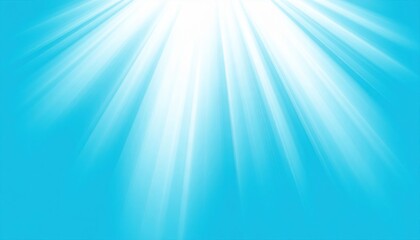Poster - Bright Sunlight Rays on Turquoise Background