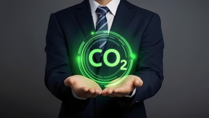 Poster - Business action on co2 emissions corporate environment digital visualization professional perspective sustainability concept