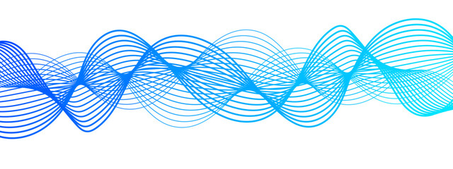 Aufkleber - Abstract wave design with series of flowing, overlapping sinusoidal curves gradient from deep blue to cyan. Sense of motion and fluidity. Weave overlap harmoniously modern, elegant, dynamic frequency