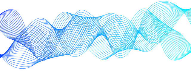 Aufkleber - Abstract wave design with series of flowing, overlapping sinusoidal curves gradient from deep blue to cyan. Sense of motion and fluidity. Weave overlap harmoniously modern, elegant, dynamic frequency