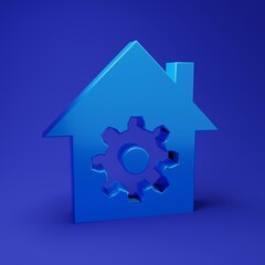 Poster - blue smart home settings icon isolated on blue background. remote control. minimalism concept. 3d re