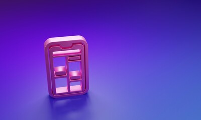 Poster - pink online shopping on mobile phone icon isolated on purple-blue background. internet shop, mobile 