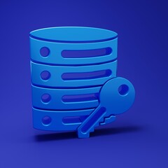 Poster - blue server security with key icon isolated on blue background. security, safety, protection concept