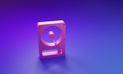 Poster - Pink Hard disk drive HDD icon isolated on purple-blue background. Minimalism concept. 3D render illustration