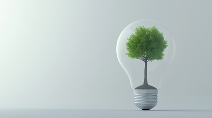 Fototapete - Sustainability Lightbulb with a small tree growing inside symbolizing eco friendly innovation