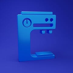 Poster - Blue Coffee machine icon isolated on blue background. Minimalism concept. 3D render illustration