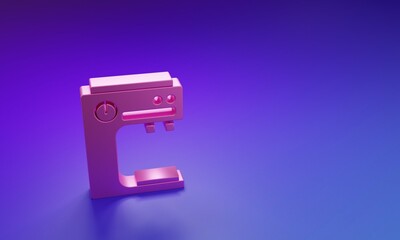 Poster - Pink Coffee machine icon isolated on purple-blue background. Minimalism concept. 3D render illustration