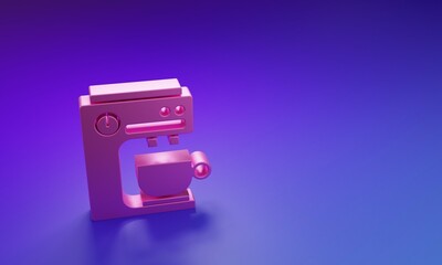 Poster - Pink Coffee machine icon isolated on purple-blue background. Minimalism concept. 3D render illustration