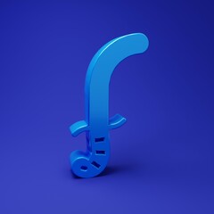 Poster - Blue Medieval sword icon isolated on blue background. Medieval weapon. Minimalism concept. 3D render illustration
