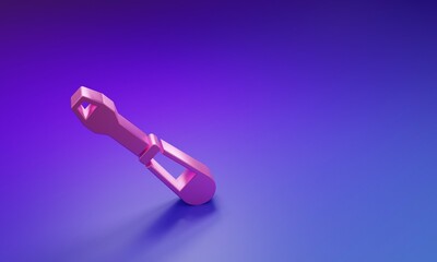 Poster - Pink Screwdriver icon isolated on purple-blue background. Service tool symbol. Minimalism concept. 3D render illustration