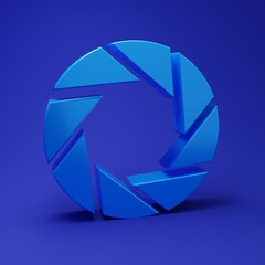 Poster - Blue Camera shutter icon isolated on blue background. Minimalism concept. 3D render illustration