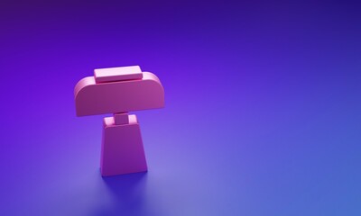 Poster - Pink Table lamp icon isolated on purple-blue background. Desk lamp. Minimalism concept. 3D render illustration