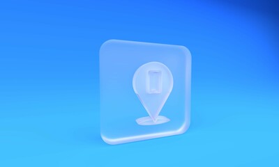 Poster - Frosted glass Phone repair service icon isolated on blue background. Adjusting, service, setting, maintenance, repair, fixing. Square frosted glass button. 3D render illustration