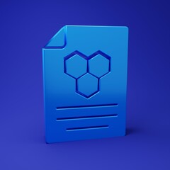 Poster - Blue Honeycomb icon isolated on blue background. Honey cells symbol. Sweet natural food. Minimalism concept. 3D render illustration
