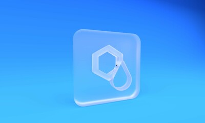 Poster - Frosted glass Honeycomb icon isolated on blue background. Honey cells symbol. Sweet natural food. Square frosted glass button. 3D render illustration