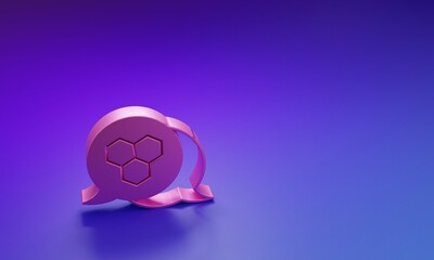 Poster - Pink Honeycomb icon isolated on purple-blue background. Honey cells symbol. Sweet natural food. Minimalism concept. 3D render illustration