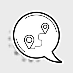 Poster - Line Route location icon isolated on grey background. Map pointer sign. Concept of path or road. GPS navigator. Colorful outline concept. Vector