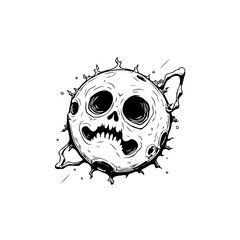 Spooky celestial body with a skull face perfect for Halloween-themed projects