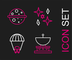 Poster - Set line Planet Saturn, and Venus icon. Vector