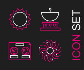 Poster - Set line Black hole, Celestial map of the night sky, Planet Saturn and Sun icon. Vector