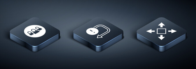 Poster - Set Isometric Project team base, Many ways directional arrow and Arrow icon. Vector