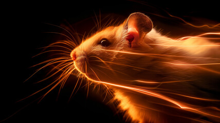 Poster - This glowing hologram of a pet offers a unique digital companion in a serene setting.
