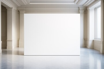 Aufkleber - Blank white wall in elegant classic interior room with natural lighting and clean architectural details for advertising or artwork mockup template.
