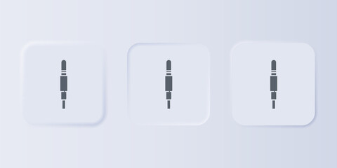 Poster - Grey Audio jack icon isolated on grey background. Audio cable for connection sound equipment. Plug wire. Musical instrument. Set icons in square buttons. Vector