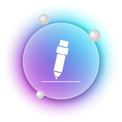 Aufkleber - White Pencil with eraser icon isolated on white background. Drawing and educational tools. School office symbol. Blue and purple gradient circle background. Vector