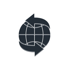 Poster - Black Worldwide icon isolated on white background. Pin on globe. Vector