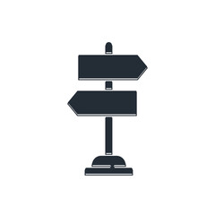 Poster - Black Road traffic sign. Signpost icon isolated on white background. Pointer symbol. Isolated street information sign. Direction sign. Vector