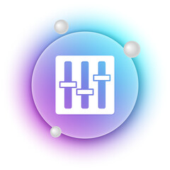 Poster - White Sound mixer controller icon isolated on white background. Dj equipment slider buttons. Mixing console. Blue and purple gradient circle background. Vector