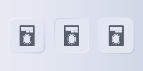 Poster - Grey Human hand scanning with finger scan on access control machine icon isolated on grey background. Identification sign. Touch id. Set icons in square buttons. Vector