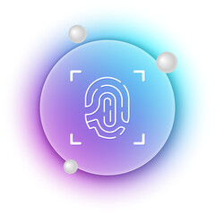 Poster - White Fingerprint icon isolated on white background. ID app icon. Identification sign. Touch id. Blue and purple gradient circle background. Vector